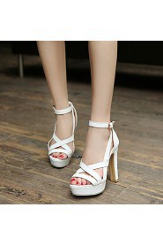 Women's Shoes Chunky Heel Heels / Peep Toe / Platform Sandals Wedding / Party & Evening / Dress Yellow / Pink / White