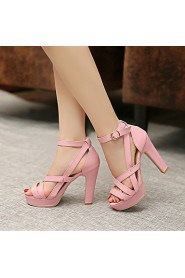 Women's Shoes Chunky Heel Heels / Peep Toe / Platform Sandals Wedding / Party & Evening / Dress Yellow / Pink / White