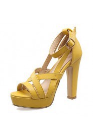 Women's Shoes Chunky Heel Heels / Peep Toe / Platform Sandals Wedding / Party & Evening / Dress Yellow / Pink / White