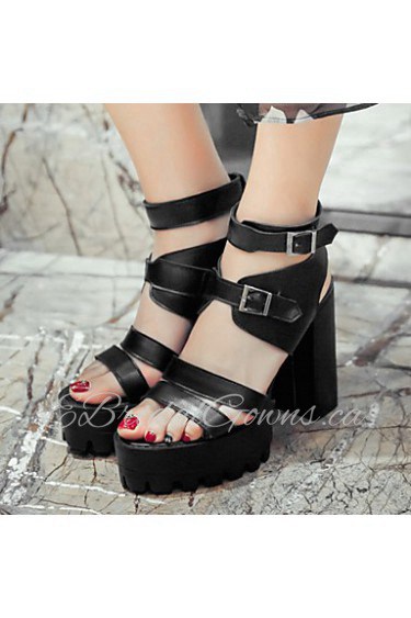 Women's Shoes Chunky Heel Heels/Platform/Open Toe Sandals Dress Black/White