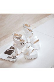 Women's Shoes Chunky Heel Heels/Platform/Open Toe Sandals Dress Black/White