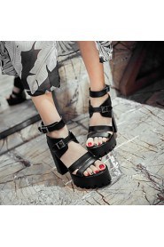 Women's Shoes Chunky Heel Heels/Platform/Open Toe Sandals Dress Black/White