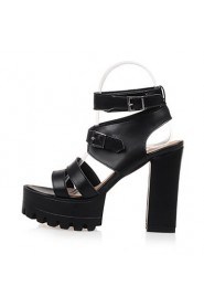 Women's Shoes Chunky Heel Heels/Platform/Open Toe Sandals Dress Black/White