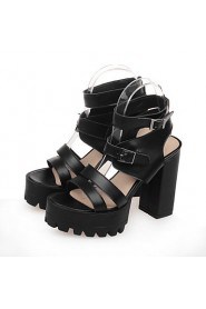 Women's Shoes Chunky Heel Heels/Platform/Open Toe Sandals Dress Black/White