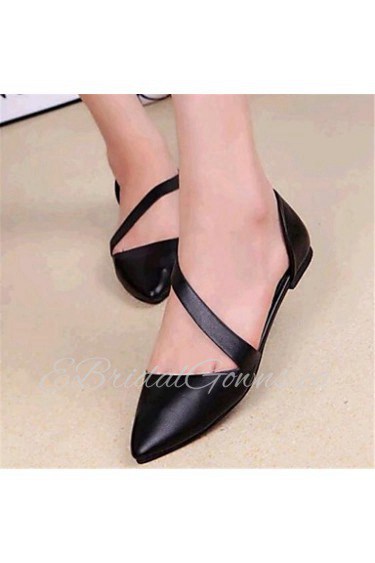 Women's Shoes Leatherette Flat Heel Comfort / Pointed Toe Flats Outdoor / Casual Black / Red / White