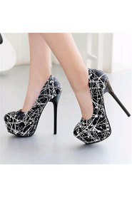 Women's Shoes Leatherette Stiletto Heel Heels Heels Party & Evening Black / White