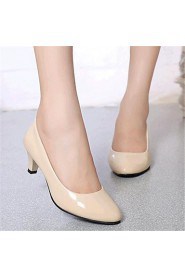 Women's Shoes Leatherette Low Heel Heels Heels Outdoor / Casual Black / Pink / Red / White / Beige