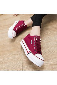 Women's Shoes Low Heel Round Toe Fashion Sneakers Casual Black/Blue/Red/White