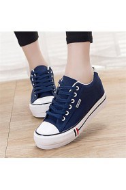 Women's Shoes Low Heel Round Toe Fashion Sneakers Casual Black/Blue/Red/White