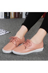 Women's Shoes Leather Flat Heel Comfort Flats Casual Black / Pink / White