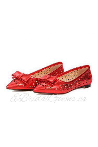 Women's Shoes Flat Heel Comfort /Bowknot/ Pointed Toe Flats Office & Career / Dress / Casual Pink / Red