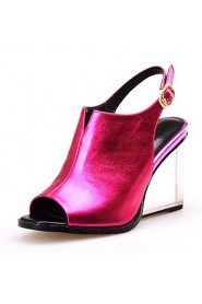 Women's Shoes Cowhide Wedge Heel Wedges / Heels / Peep Toe / Slingback Sandals / Heels Outdoor / Party