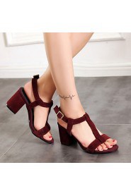 Women's Shoes Leatherette Chunky Heel Peep Toe Sandals Wedding / Office & Career / Party & Evening