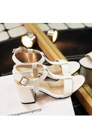Women's Shoes Leatherette Chunky Heel Peep Toe Sandals Wedding / Office & Career / Party & Evening