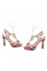 Women's Shoes Leatherette Chunky Heel Peep Toe Sandals Wedding / Office & Career / Party & Evening