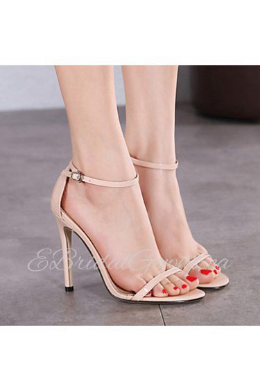 Women's Shoes PU Stiletto Heel Heels / Open Toe Sandals Outdoor / Casual Black / Red / White / Almond