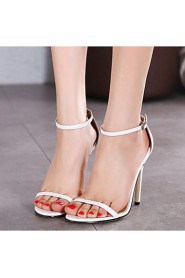 Women's Shoes PU Stiletto Heel Heels / Open Toe Sandals Outdoor / Casual Black / Red / White / Almond