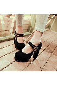 Women's Shoes Fleece / Leatherette Chunky Heel Heels Heels Office & Career / Party & Evening / Dress / Casual Black