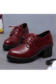 Women's Shoes Leatherette Chunky Heel Heels Heels Outdoor / Casual Black / Burgundy