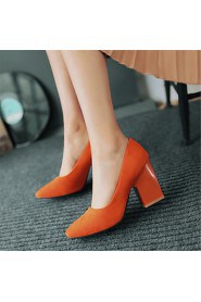 Women's Shoes Velvet Chunky Heel Heels / Square Toe Heels Office & Career / Dress / Casual Black / Red / Gray / Orange