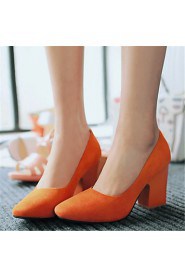 Women's Shoes Velvet Chunky Heel Heels / Square Toe Heels Office & Career / Dress / Casual Black / Red / Gray / Orange