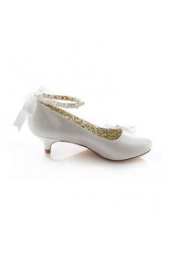 Women's Shoes Silk / Leatherette Low Heel Heels Heels Wedding / Party & Evening / Dress White / Beige