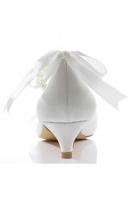 Women's Shoes Silk / Leatherette Low Heel Heels Heels Wedding / Party & Evening / Dress White / Beige