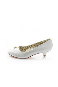 Women's Shoes Silk / Leatherette Low Heel Heels Heels Wedding / Party & Evening / Dress White / Beige