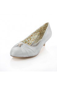 Women's Shoes Silk / Leatherette Low Heel Heels Heels Wedding / Party & Evening / Dress White / Beige