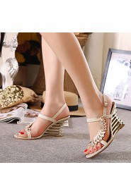 Women's Shoes Synthetic Wedge Heel Open Toe Sandals Party & Evening / Dress Pink / Almond