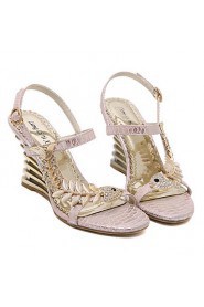 Women's Shoes Synthetic Wedge Heel Open Toe Sandals Party & Evening / Dress Pink / Almond