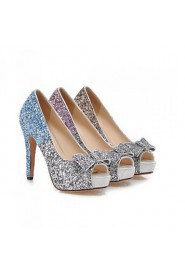 Women's Shoes Glitter Stiletto Heel Heels / Peep Toe / Platform Sandals Wedding / Party & Evening / Casual Blue