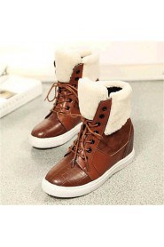 Women's Shoes Leatherette Wedge Heel Wedges / Fashion Boots Boots Outdoor / Casual Black / Brown / Burgundy