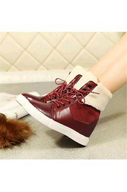 Women's Shoes Leatherette Wedge Heel Wedges / Fashion Boots Boots Outdoor / Casual Black / Brown / Burgundy