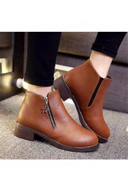 Women's Shoes Leatherette Low Heel Fashion Boots / Combat Boots Boots Outdoor / Casual Black / Brown / Gray