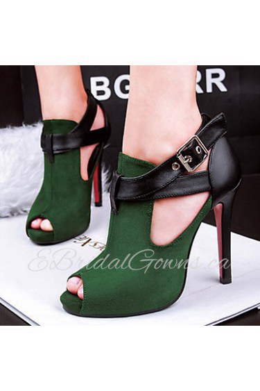 Women's Shoes Velvet Stiletto Heel Heels Heels Wedding / Dress Black / Brown / Green / Red / Gray