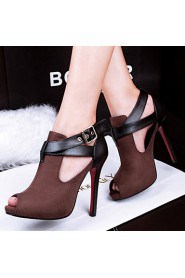 Women's Shoes Velvet Stiletto Heel Heels Heels Wedding / Dress Black / Brown / Green / Red / Gray