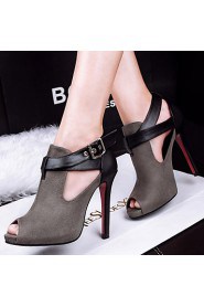 Women's Shoes Velvet Stiletto Heel Heels Heels Wedding / Dress Black / Brown / Green / Red / Gray