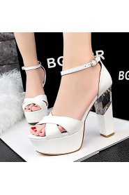 Women's Shoes AmiGirl Wedding/Party/Dress White/Black/Red/Khaki/Silver Chunky Heel Sexy Sandals