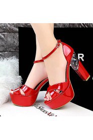 Women's Shoes AmiGirl Wedding/Party/Dress White/Black/Red/Khaki/Silver Chunky Heel Sexy Sandals