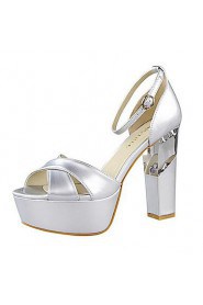 Women's Shoes AmiGirl Wedding/Party/Dress White/Black/Red/Khaki/Silver Chunky Heel Sexy Sandals