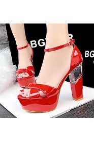 Women's Shoes AmiGirl Wedding/Party/Dress White/Black/Red/Khaki/Silver Chunky Heel Sexy Sandals