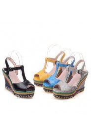 Women's Shoes Wedge Heel Wedges / Peep Toe Sandals Party & Evening / Dress / Casual Black / Blue / Yellow / Gray