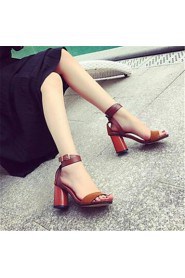 Women's Shoes Chunky Heel Open Toe Sandals Dress / Casual Black / Brown