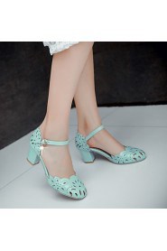 Women's Shoes Leatherette Chunky Heel Heels Heels Outdoor / Office & Career / Party & Evening Blue / Pink / White