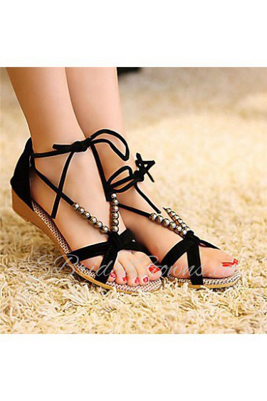 Women's Low Heel Open Toe Sandals Shoes With Beading