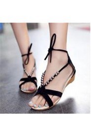 Women's Low Heel Open Toe Sandals Shoes With Beading