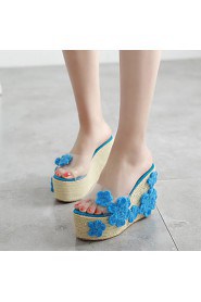 Women's Shoes Silicone Wedge Heel Open Toe Sandals Dress / Casual Black / Blue / Pink / White / Gray