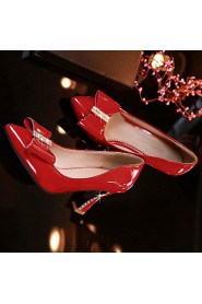 Women's Shoes Leatherette Stiletto Heel Heels Heels Wedding / Office & Career / Party & Evening Black / Red / Almond