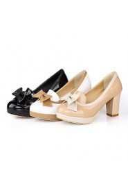 Women's Shoes Chunky Heel/Platform/Round Toe Heels Office & Career/Dress Black/White/Almond